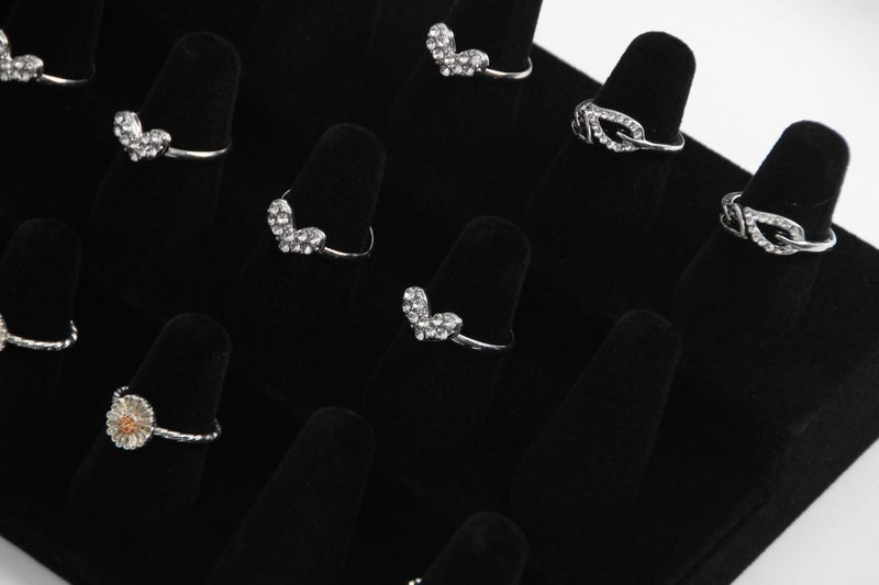 Stratalife Ring Holder 18 Slot Finger Ring Display Jewelry Holder Organizer Storage Jewelry Display Stand for Vendor Selling Velvet Black - Image 5